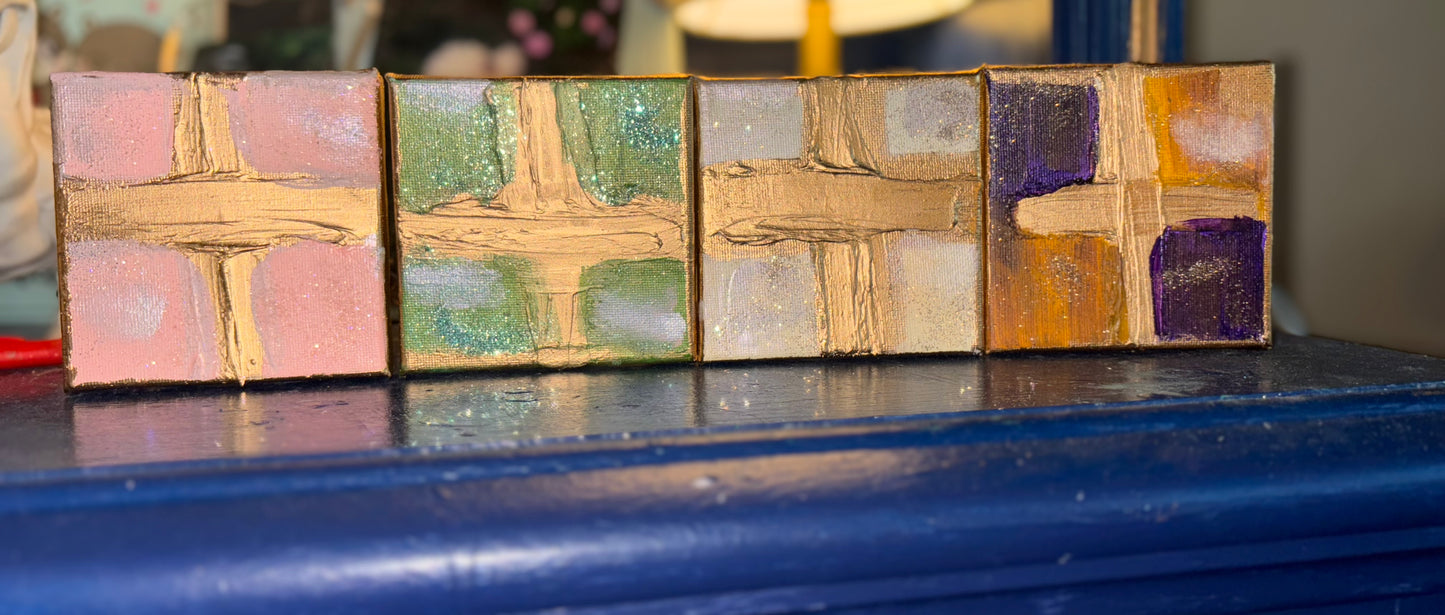 Mini gold leaf block canvases