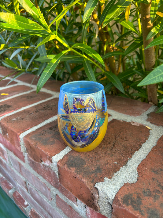 Stemless blue crab ๐ฆ wine glass
