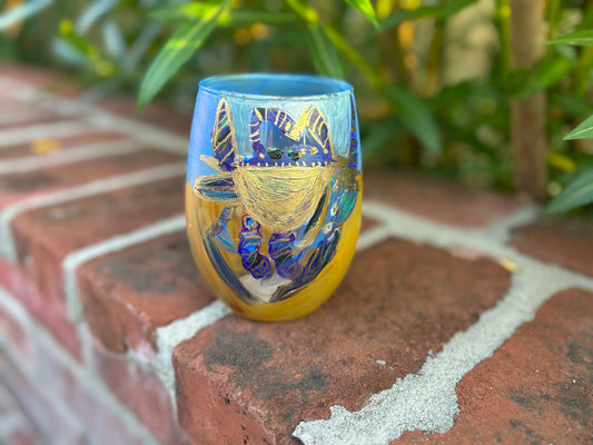 Stemless blue crab ๐ฆ wine glass