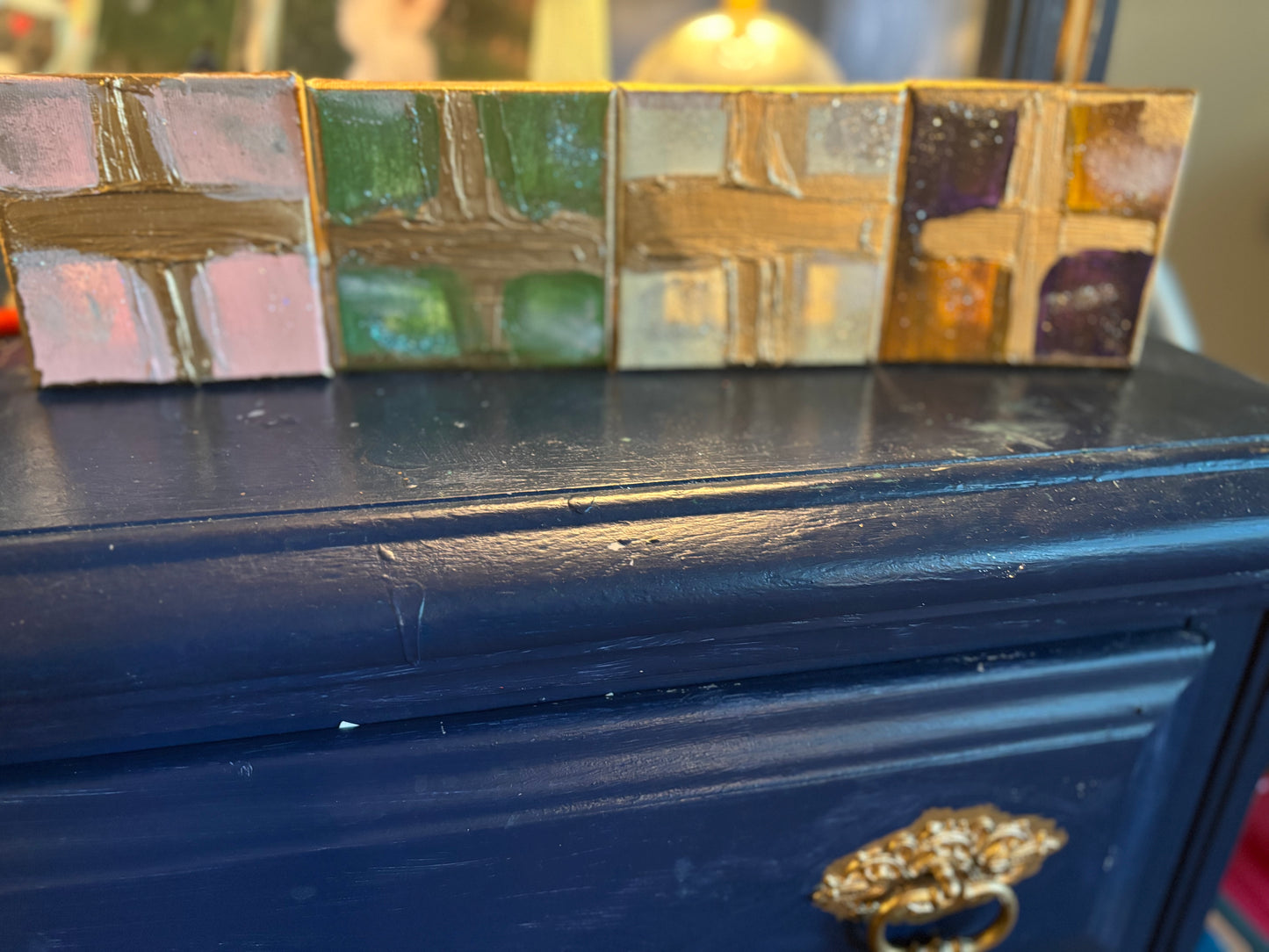 Mini gold leaf block canvases