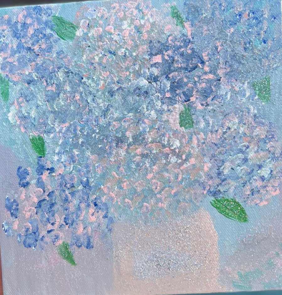 Custom made to order Hydrangea original art pieces on block canvas