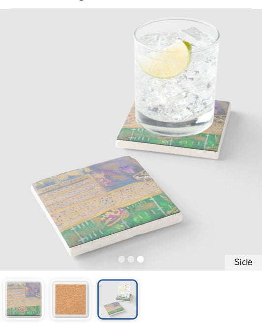 Purple and Gold Sandstone coasters