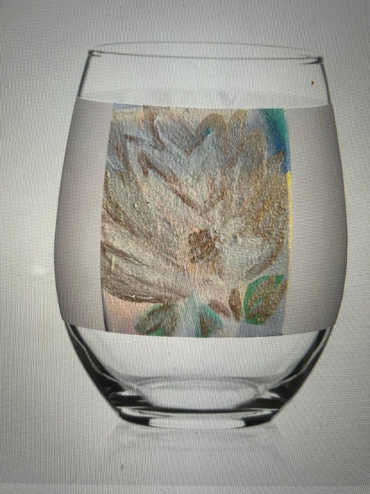 Stemless wine with 2 magnolia designs!