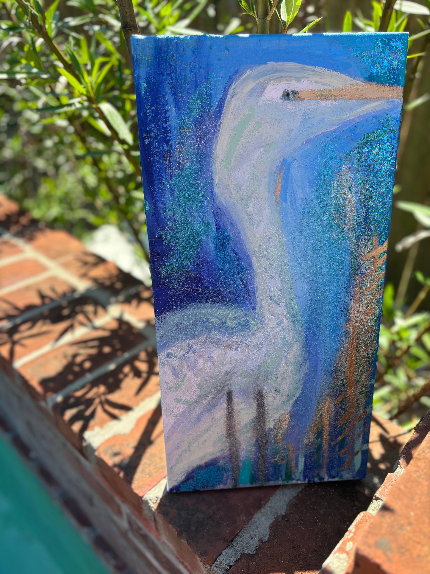 “Eleanor the Egret” acrylic painting