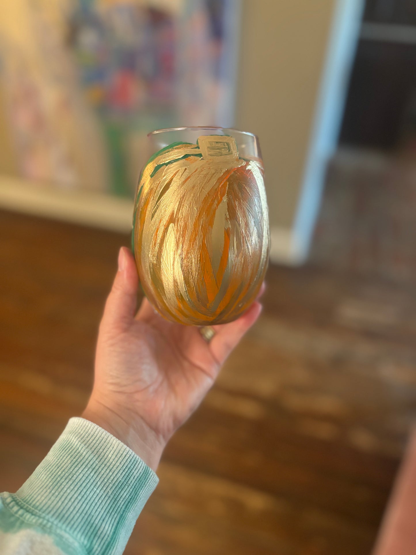 Happy Fall 🍂y’all hand painted stemless wine glass