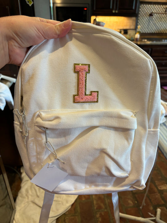 Mini canvas backpack with initial