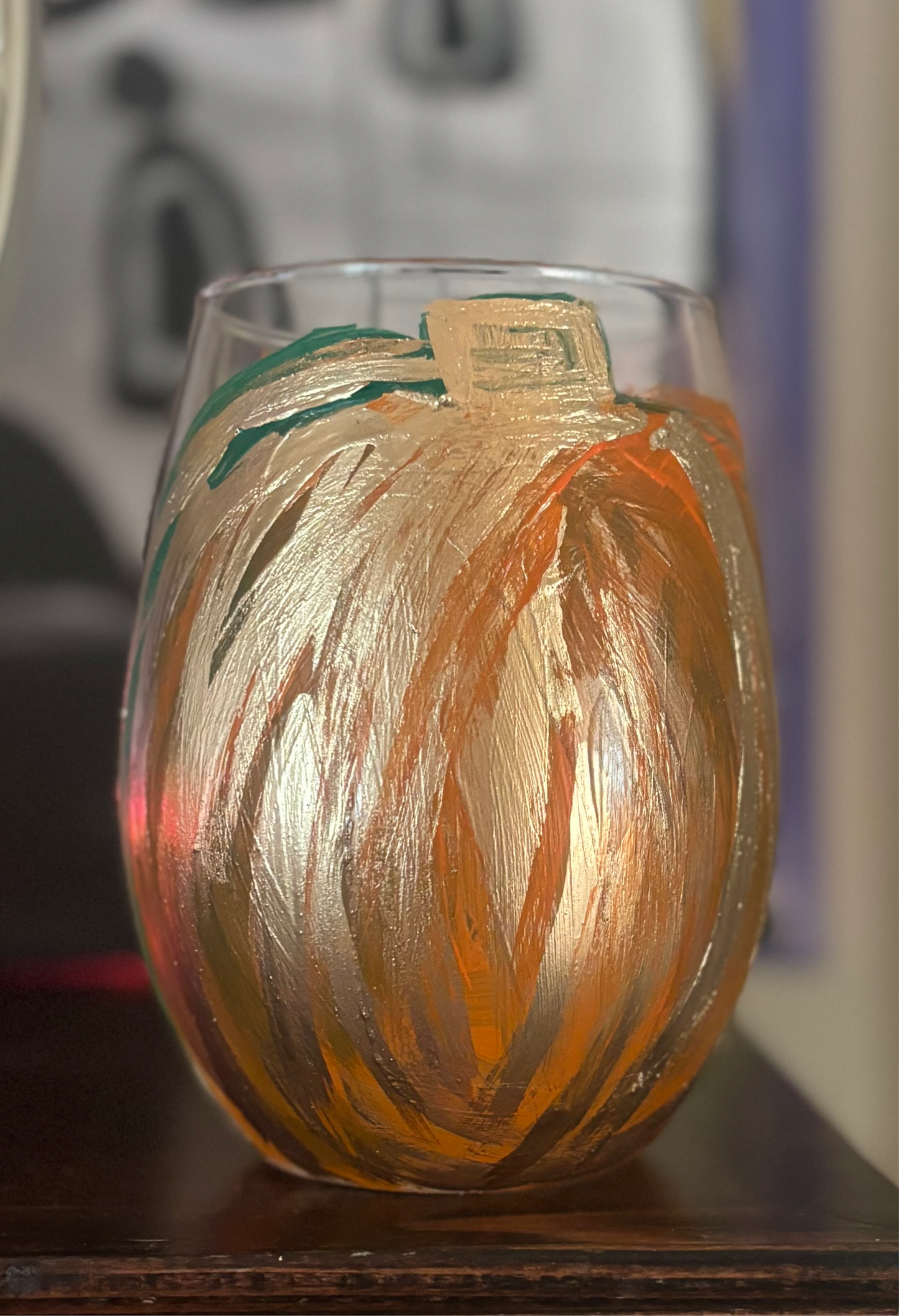 Happy Fall 🍂y’all hand painted stemless wine glass