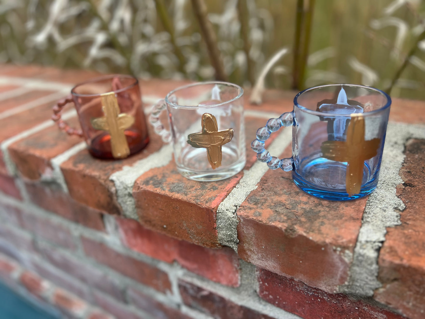 Hand- painted glass coffee mugs