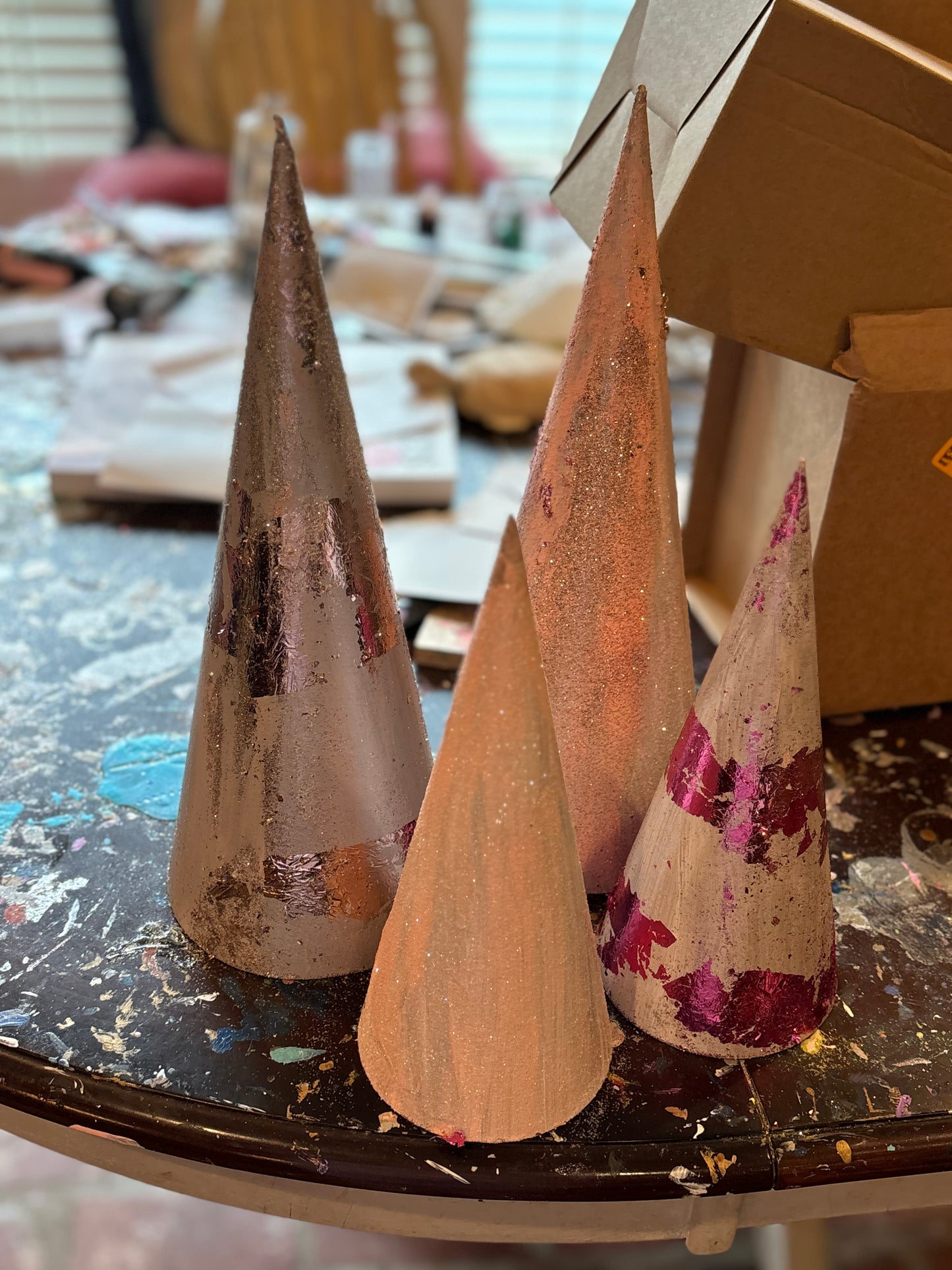 Hand painted cone trees 🌲