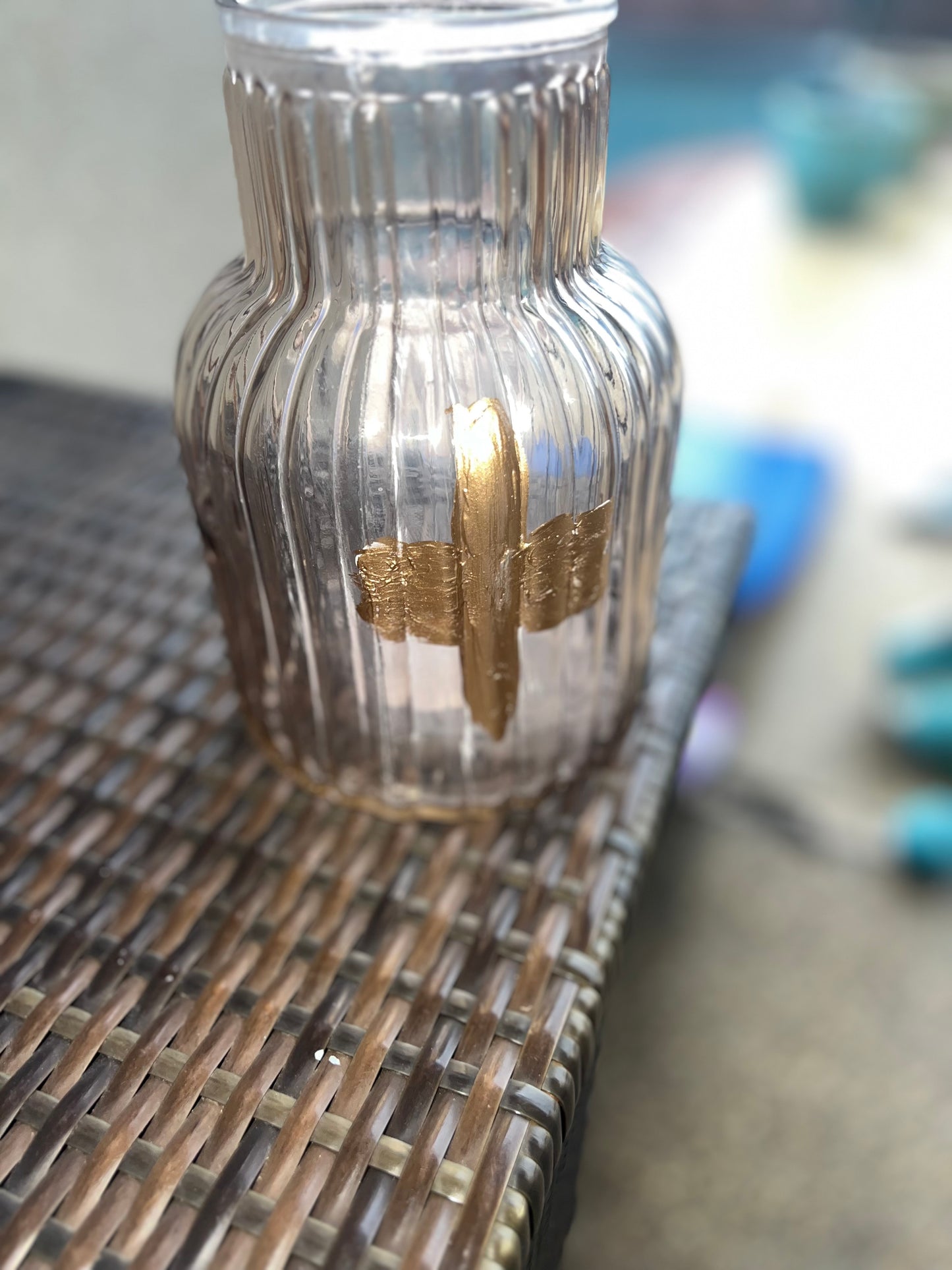 Hand-painted gold cross Vase