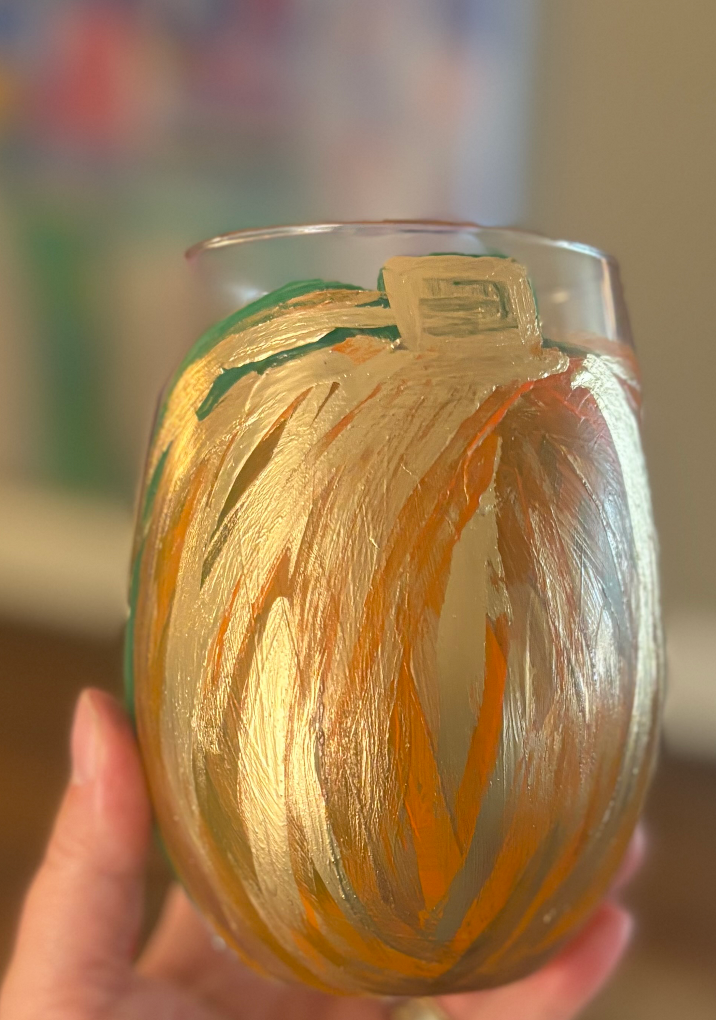 Happy Fall 🍂y’all hand painted stemless wine glass