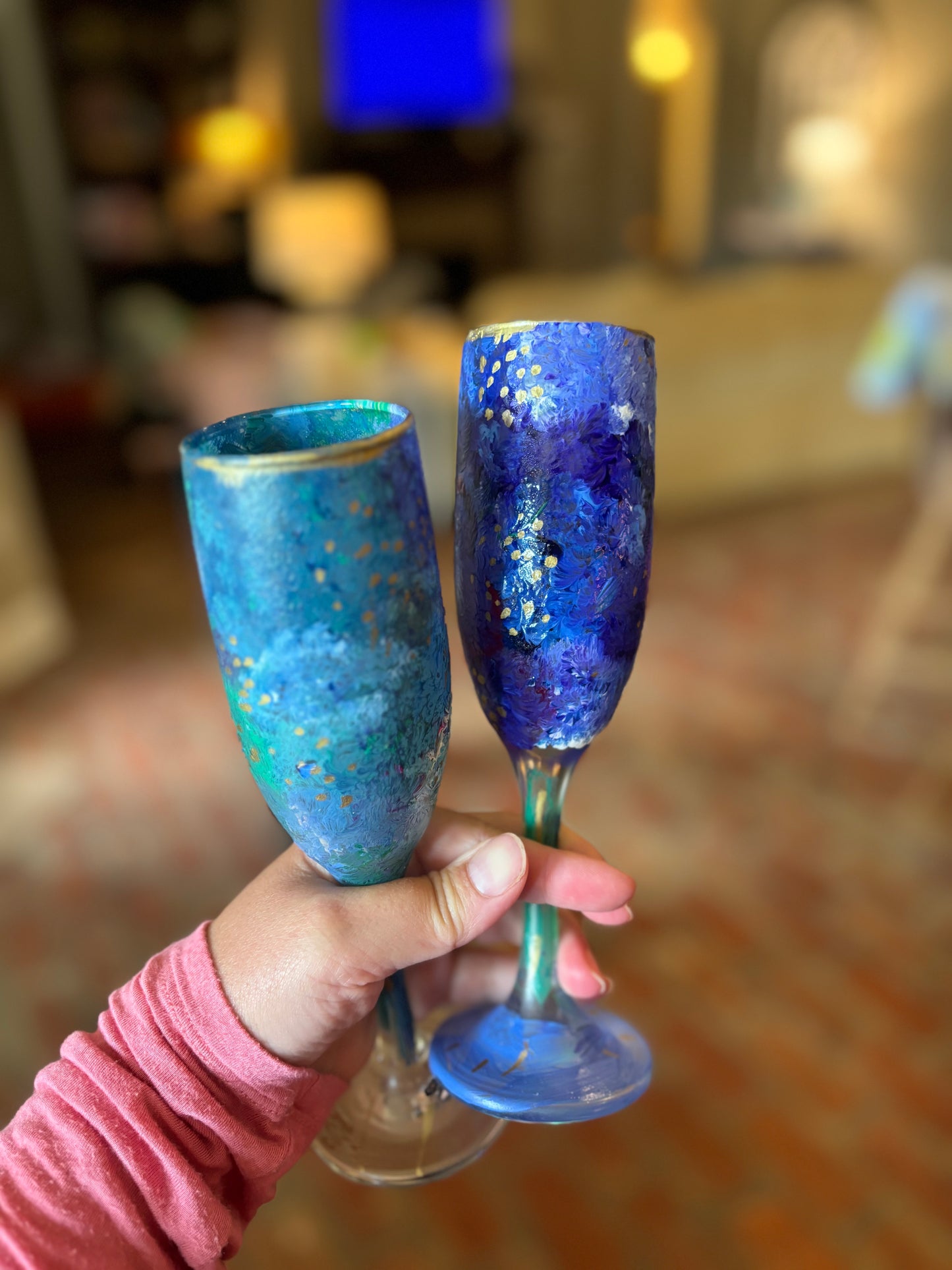 Hand- painted hydrangea champagne flutes!