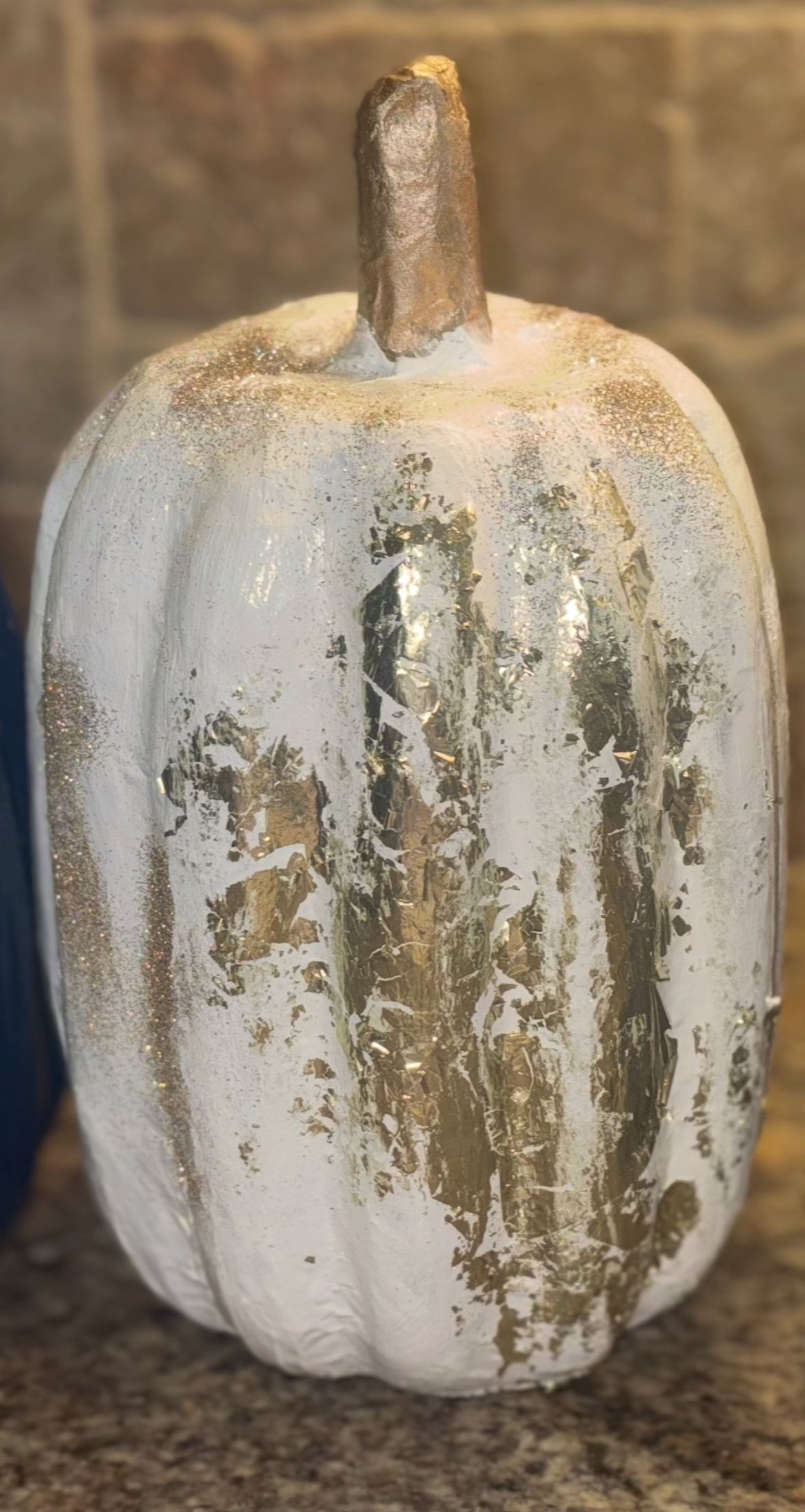 Paper mache hand-painted gold leaf pumpkin decorations 🎃