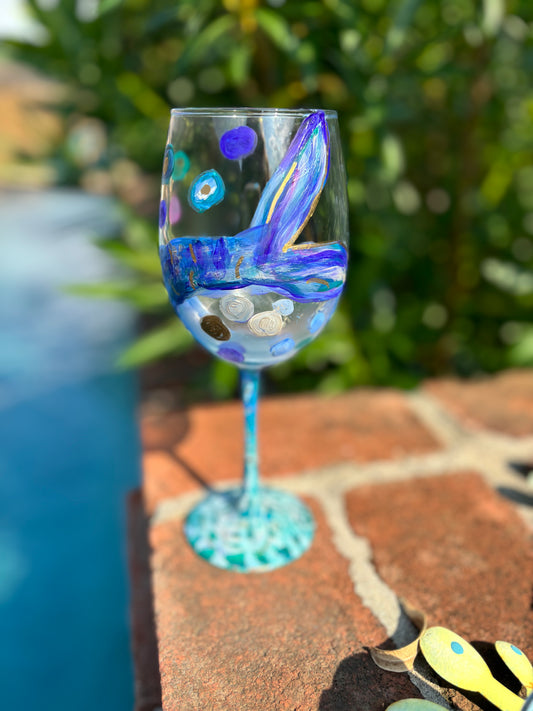 Hand-painted stemmed mermaid wine glass 🧜‍♀️