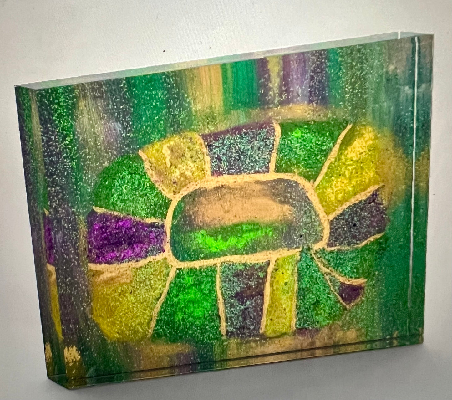 King cake acrylic block 💜💚💛