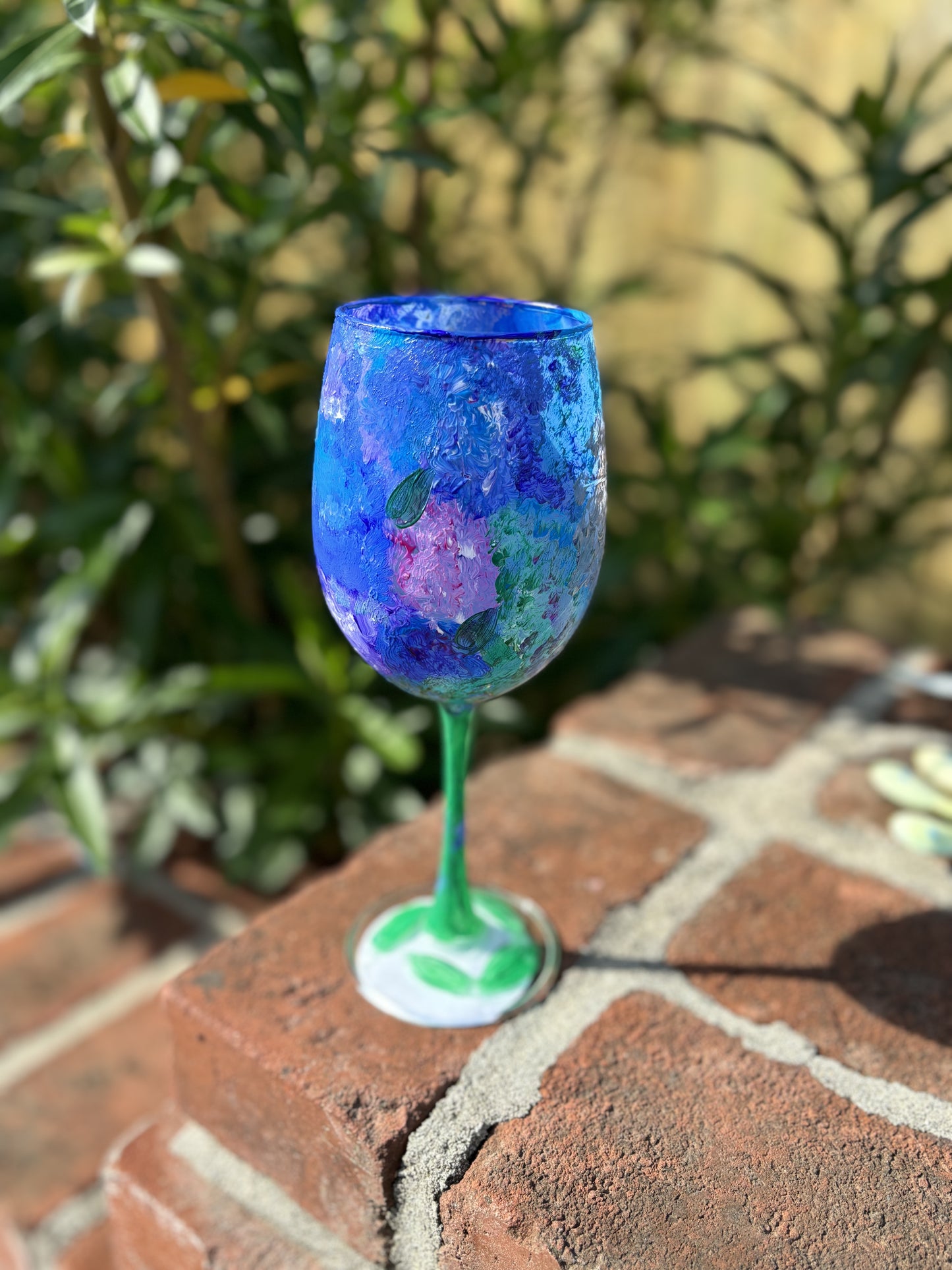 Stemmed hydrangea wine glass