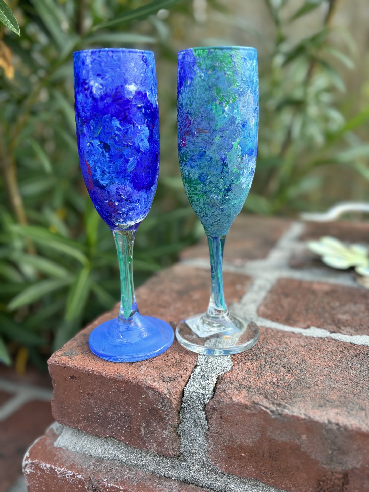 Hand- painted hydrangea champagne flutes!