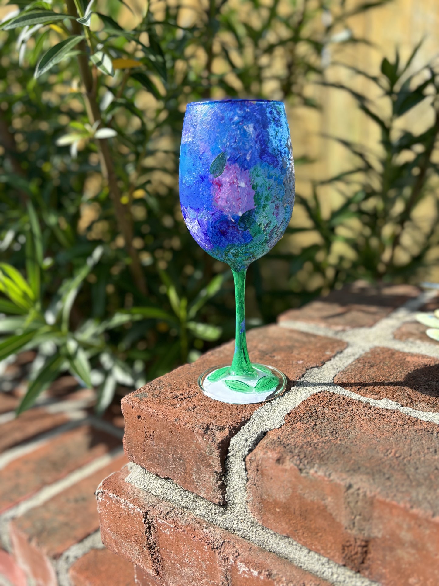 Stemmed hydrangea wine glass