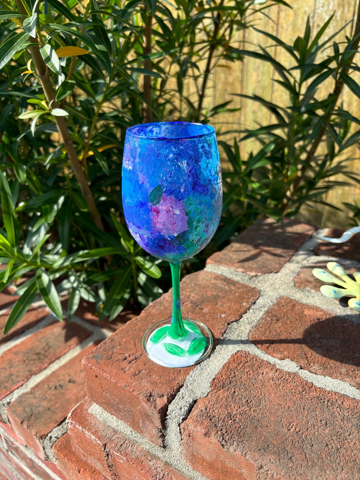 Stemmed hydrangea wine glass