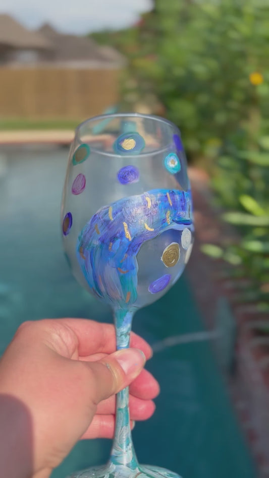 Hand-painted stemmed mermaid wine glass 🧜‍♀️