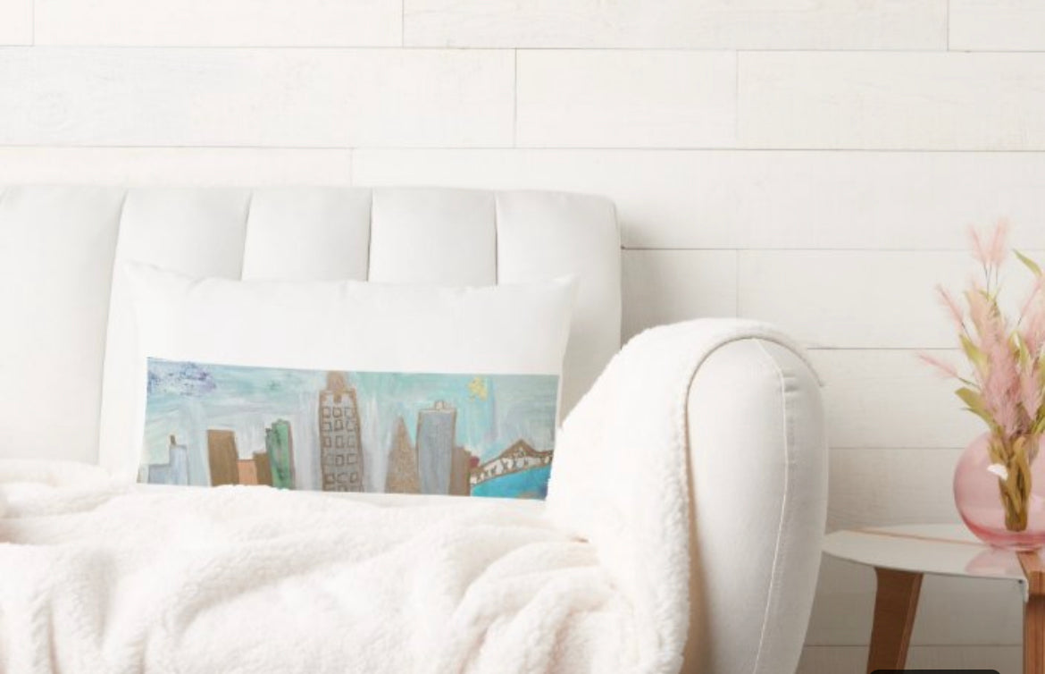 BR skyline 🌃 lumbar style throw pillow