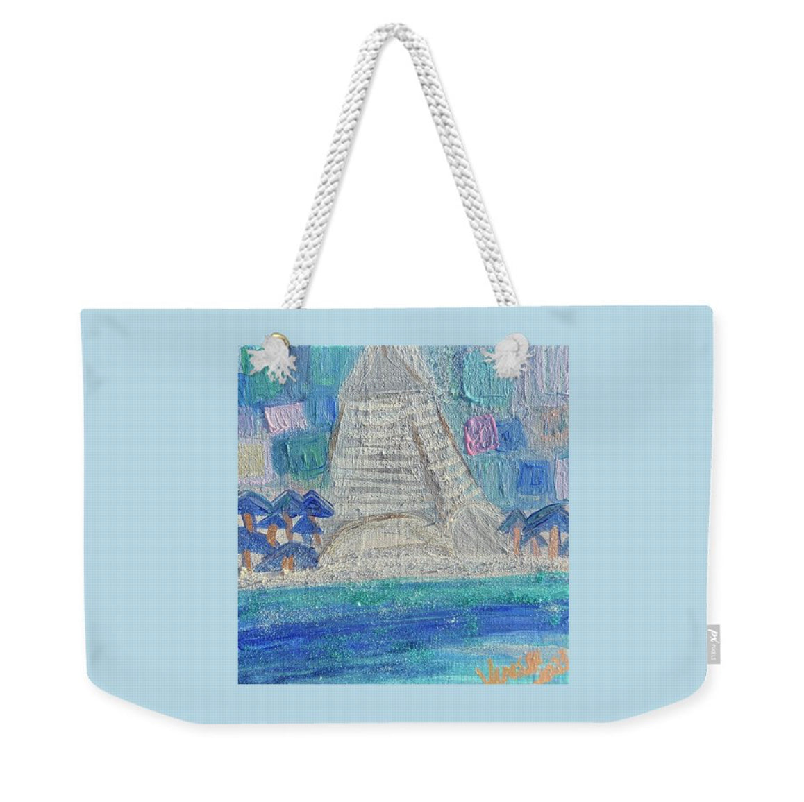 Seaside inspired canvas tote bag