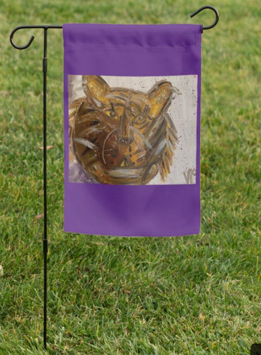 Purple and gold tiger garden flag 🐯