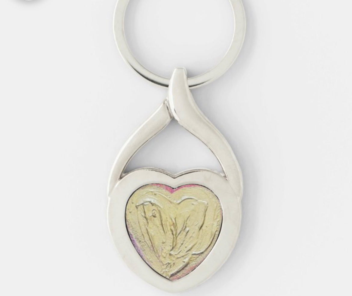 Gold heart metal keychain