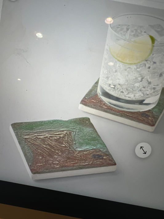 Lime green LA limestone coasters