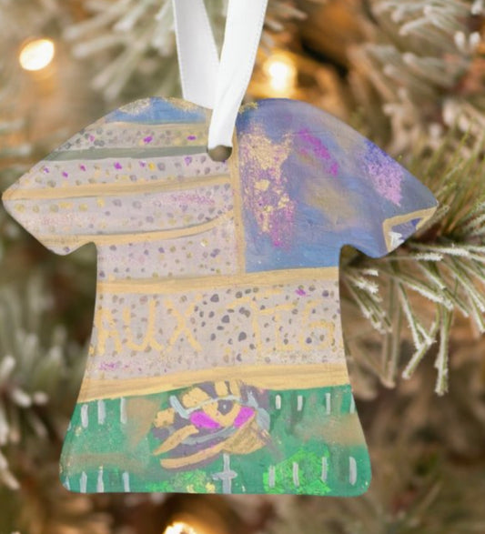 Purple and Gold acrylic t-shirt ornament