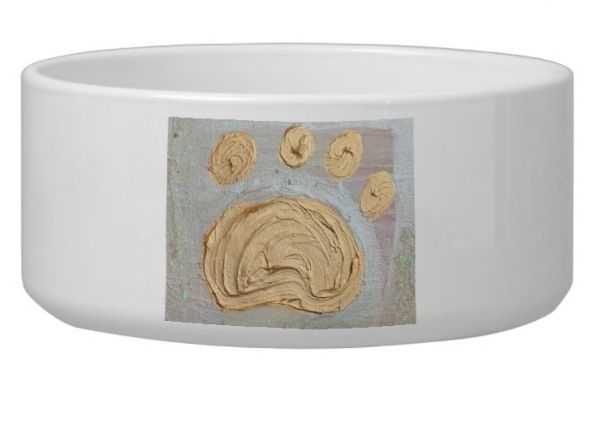 Paw Print Ceramic Dog Bowl