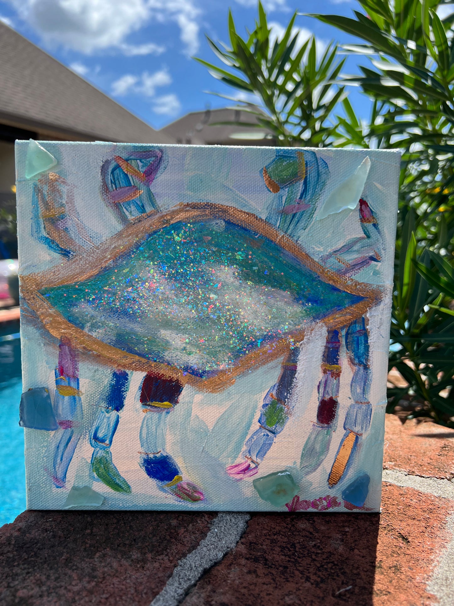 Sea-Glass Mosaic 🦀 Crab original painting