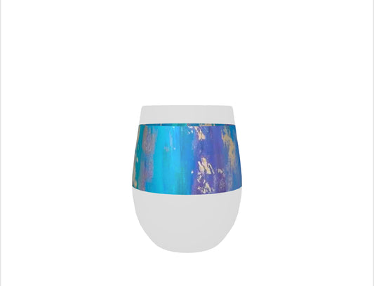 Stemless Northern Lights inspired wine glass